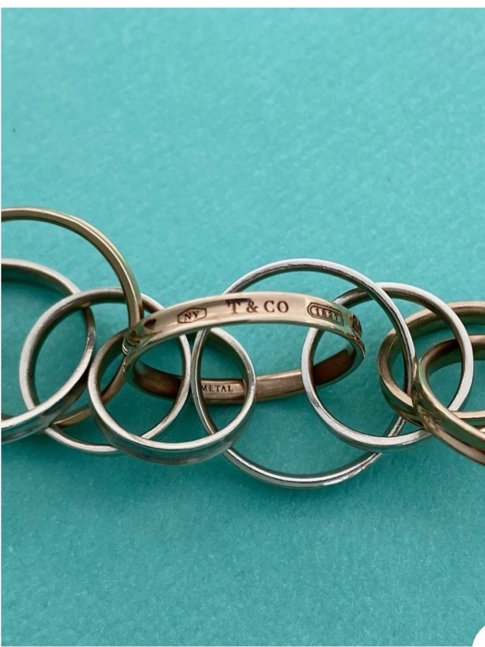 Tiffany & Co. 1837 interlocking Circle Bracelet in RUBEDO Silver RARE - Picture 3 of 12